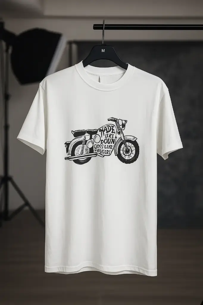 Special t-shirt for bike lover (font & back) (M, White,)